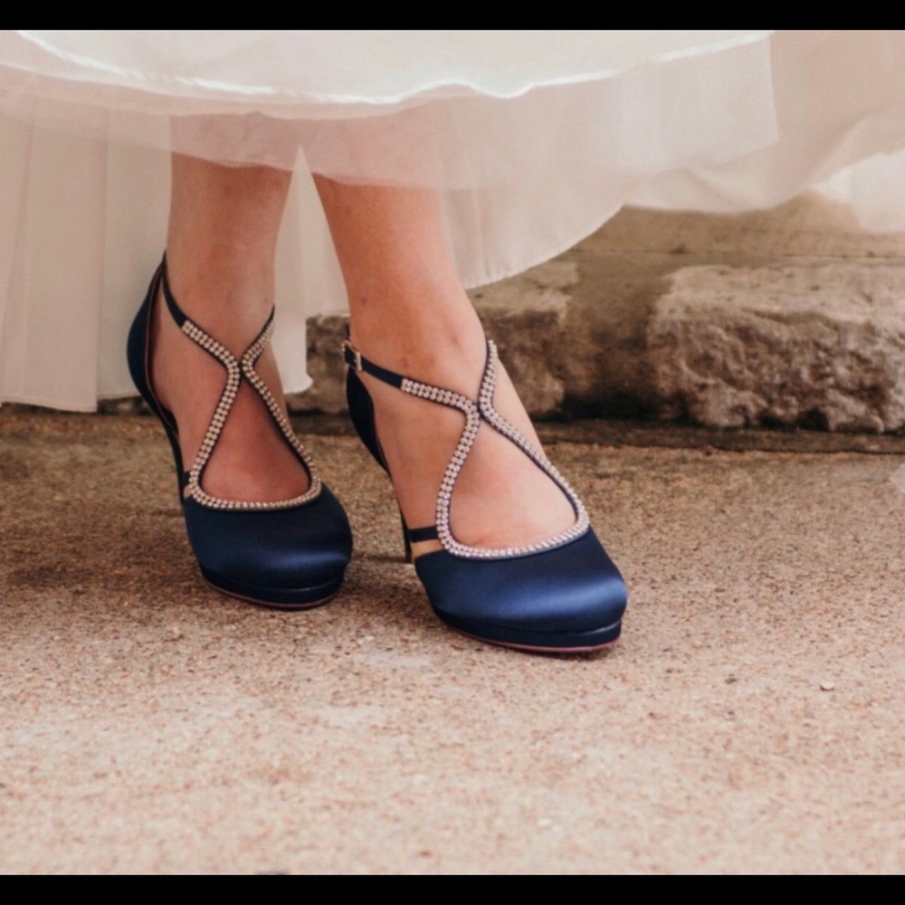 BRAND NEW, NEVER WORN Something Blue! Satin Navy heels